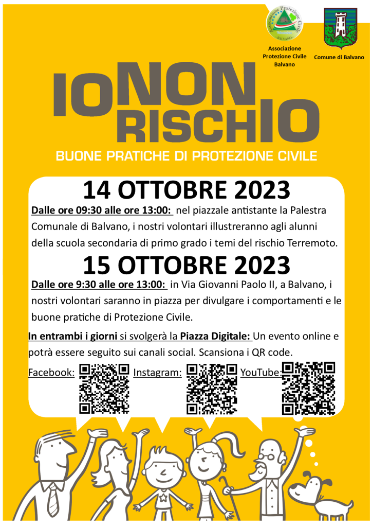 Il 14 e 15 ottobre volontari in piazza a BALVANO (PZ) per “Io non rischio”